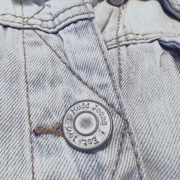 Mudd Y2K Stone Washed Distressed Denim/Jean Long Sleeve Jacket-Medium-Button Up - Picture 8 of 16